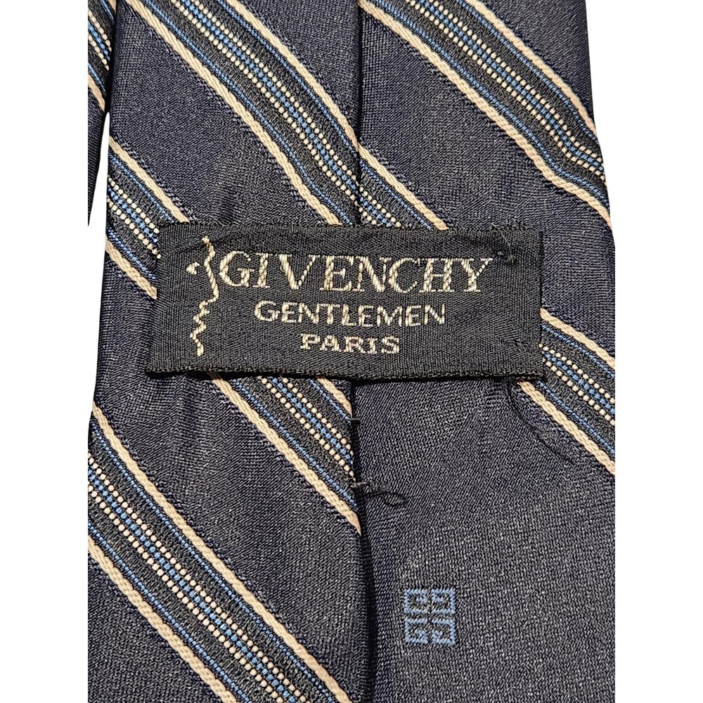 Givenchy Monsieur Vintage Blue 100% Silk Luxury Twill Tie Mens Made in France